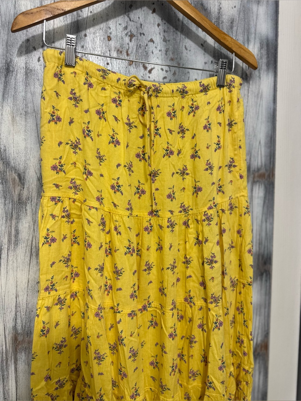 Free People Nova Tiered Maxi Skirt Lemon Combo Size S ~ NWOT - Picture 5 of 15